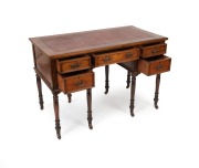 W. H. ROCKE & Co. antique Queensland walnut eight leg writing desk with insert leather top, stamped "W. H. Rocke & Co." inside the drawers, circa 1895, 77cm high, 114cm wide, 60cm deep - 2