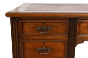 W. H. ROCKE & Co. antique Queensland walnut eight leg writing desk with insert leather top, stamped "W. H. Rocke & Co." inside the drawers, circa 1895, 77cm high, 114cm wide, 60cm deep - 3
