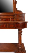 A fine quality antique Australian huon pine dressing table with finely selected veneers, carved decoration and turned finials, Melbourne origin, circa 1875, ​​​​​​​178cm high, 122cm wide, 52cm deep - 3