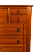 An antique Australian kauri pine chest of seven drawers with incised decoration and brass swing handles, Baltic pine secondary timbers, Melbourne origin, circa 1890, 113cm high, 119cm wide, 50cm deep - 2