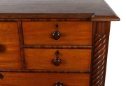 A rare and unusual antique Australian cedar chest of eight drawers with carved half barley twist columns, inverted breakfront with cross grained cushion moulded drawer blades and blackwood diamond escutcheons, Tasmanian origin, circa 1835, most likely the - 2