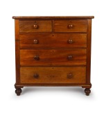 AUSTRALIAN CLUB antique Colonial Australian cedar five drawer chest with cross banded moulded edge and red pine secondary timbers, 19th century, 116cm high, 113cm wide, 55cm deep