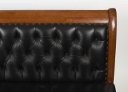 An antique Colonial Australian cedar settle upholstered in diamond button back black leather, Melbourne origin, 19th century, 98cm high, 208cm wide, 54cm deep - 2
