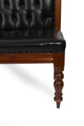 An antique Colonial Australian cedar settle upholstered in diamond button back black leather, Melbourne origin, 19th century, 98cm high, 208cm wide, 54cm deep - 3