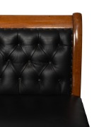 An antique Colonial Australian cedar settle upholstered in diamond button back black leather, Melbourne origin, 19th century, 97cm high, 195cm wide, 50cm deep - 2