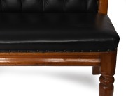 An antique Colonial Australian cedar settle upholstered in diamond button back black leather, Melbourne origin, 19th century, 97cm high, 195cm wide, 50cm deep - 3