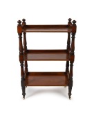 An antique Australian cedar three tier dumbwaiter with turned column supports and ring turned decoration, circa 1875, unusually small proportions of 126cm high, 81cm wide, 45cm deep - 2