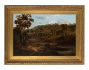 WILLIAM SHORT Senior (1833-1917), (Grazing by the Yarra), oil on canvas, signed lower left "W. Short, V.A., 1878", 50 x 75cm, 72 x 96cm overall. - 2