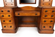MELBOURNE CLUB impressive antique Australian cedar twin pedestal dressing table with ornately carved cedar supports and fitted with brass candle sconces, Melbourne origin, circa 1860, 190cm high, 159cm wide, 57cm deep - 3