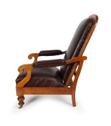 An antique Australian cedar reclining armchair with burgundy leatherette upholstery, 19th century, ​​​​​​​115cm high, 75cm wide, 95cm deep - 2