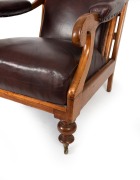 An antique Australian cedar reclining armchair with burgundy leatherette upholstery, 19th century, ​​​​​​​115cm high, 75cm wide, 95cm deep - 4