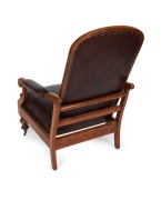 An antique Australian cedar reclining armchair with burgundy leatherette upholstery, 19th century, ​​​​​​​115cm high, 75cm wide, 95cm deep - 5