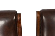 MELBOURNE CLUB a near pair of armchairs, mahogany and brown leatherette, late 19th century, 75cm across the arms - 3
