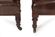 MELBOURNE CLUB a near pair of armchairs, mahogany and brown leatherette, late 19th century, 75cm across the arms - 4