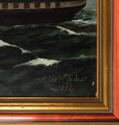 ROBERT W. FARLOW, (a four-masted barque under full sail), oil on canvas, signed lower right "Robert W. Farlow, 1894", 71 x 91cm, 82 x 102cm overall. - 3