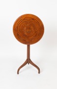 An early Colonial Australian tilt-top wine table with crab legs, cedar inlaid with Australian specimen woods including huon pine, blackwood and others, Tasmanian origin, early to mid 19th century, 73cm high, 48cm diameter - 2