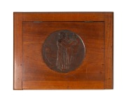 THEAR & COMPANY of Geelong, Australian Arts & Crafts carved blackwood piano seat, early 20th century, remains of hand-written paper label to the interior (illegible), 53cm high, 45cm wide, 35cm deep - 2