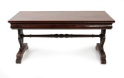 An early Colonial Australian cedar sofa table with lyre ends and turned stretcher base, New South Wales origin, circa 1840, 75cm high, 153cm wide, 65cm deep - 2