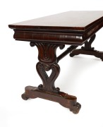 An early Colonial Australian cedar sofa table with lyre ends and turned stretcher base, New South Wales origin, circa 1840, 75cm high, 153cm wide, 65cm deep - 3