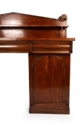 An antique Colonial Australian cedar twin pedestal sideboard with a Grecian Palladium back, turned supports, cross banded edge with pine string inlay, Tasmanian origin, circa 1845, 150cm high, 182cm wide, 56cm deep. - 4