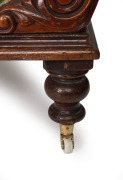 An antique Australian Colonial cedar settee with carved decoration and green velvet upholstery, mid 19th century, 98cm high, 224cm wide, 65cm deep - 4