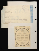July 1962 and May 1963 congratulatory telegrams to Oakley from his statistics professor at Monash University Keith Frearson, together with July 1965 edition of 'The Saint', in which Oakley and other St Kilda stars are featured together with short biograph - 2