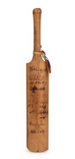 A miniature cricket bat signed by numerous Australian test team players, including Bradman, Gregory, Fingleton, Brown, Jackson, Hassett, O' Reilly, Rigg, and others. Oakley's father was a close friend of Ross Gregory, and chose to name his son after the n - 2