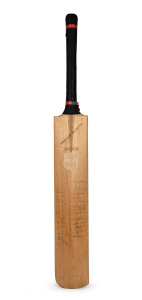 A full size cricket bat signed by members of the Australian and English Test teams including Ray Lindwall, circa late 1950s.