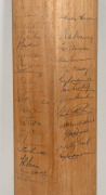 A full size cricket bat signed by members of the Australian and English Test teams including Ray Lindwall, circa late 1950s. - 2