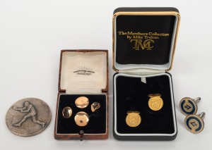 Mike Treloar Members Collection 1996 AFL cufflinks in box, together with pair of VFL cufflinks by Bladon and G. E. Rodd four-piece cufflink set also in box, plus&nbsp;K.G. Luke table tennis medal.