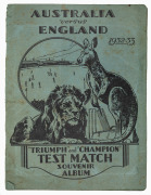 AMALGAMATED PRESS LTD: 1932 "Australian & English Cricket Stars" complete set [32] loosely inserted into special "'Triumph' and 'Champion' Test Match Souvenir Album" showing details of the forthcoming season, including the Ashes ('Bodyline') series; album