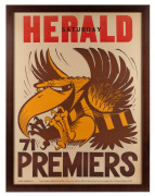 1971 Hawthorn Premiership poster by WEG; attractively framed & glazed, overall 71 x 55cm.