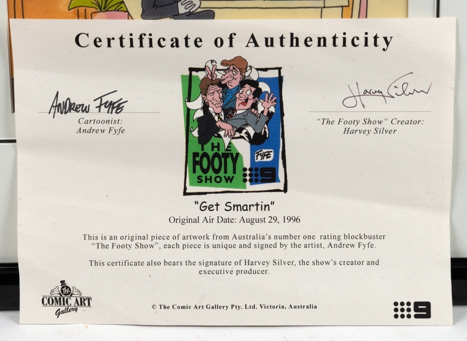 The Footy Show 1997 original pen-and-ink illustration by artist Andrew ...