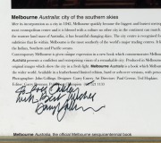 MCG: Photograph of The Great Southern Stand signed at lower left by architect Daryl Jackson, with message 'To Ross Oakley With Best Wishes', framed and glazed, 77.5 x 53cm overall. - 2