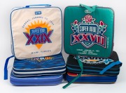 Six NFL Superbowl seat cushions from the '93, '94, '95, '98, '99, and '01 seasons. (6 items)