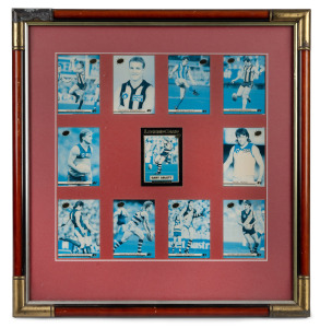 1994 SELECT AFL CARDS: Framed display comprising eleven cards - Select Gold Series Gavin Brown, Nathan Buckley, Wayne Carey, Jason Dunstall, Tony Modra, Paul Roos, Stephen Kernahan, Garry Hocking, Paul Salmon, and Gavin Wanganeen, as well as Select Legend