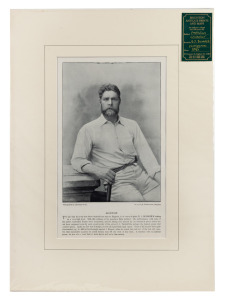 A collection of full-page images (with relevant biographical details) by E. Hawkins & Co., as reproduced in "Famous Cricketers and Cricket Grounds" [1895], comprising of Alick Bannerman, J.M. Blackham, G.J. Bonnor, William Bruce, George Giffen, H. Graham, S.E. Gregory, A.H. Jarvis, J.J. Lyons, Jim Phillips, G.H.S. Trott, C.T.B. Turner, all individually mounted. (12 items).