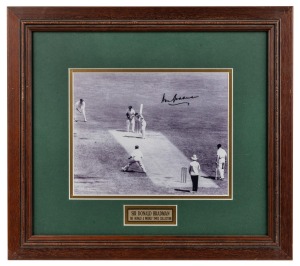 Two framed photographs of Don Bradman from the series of six produced by The Herald & Weekly Times (2), circa 2000, both 39 x 44cm overall.