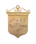 PORT ADELAIDE & SUBURBAN FOOTBALL ASSOCIATION,&nbsp;award medal in gold (9ct; 4.15g), by N.V.Rodgers, scroll and ring top suspension, obverse inscribed, 'P.A. & S.F. / Association.', reverse inscribed, 'Presented to / E.A.Olsen / As a mark / of appreciation / 