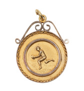 TWO NORTH HOBART FOOTBALL CLUB AWARDS TO RUPERT HIGGINS: an&nbsp;award fob in gold (9ct; 5.18g), by W (Willis), scroll and ring top suspension, reverse inscribed, 'Presented / By / Mr E.Preuss. / To/Rupert Higgins. / North Hobart /Club./ 1922'; and another awa - 4