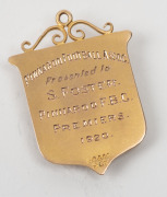 PINNAROO 1920 & 1921 PREMIERSHIP MEDALS and 1920 MOST IMPROVED PLAYER MEDAL, all awarded to S.H. FOSTER: - 3