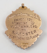 PINNAROO 1920 & 1921 PREMIERSHIP MEDALS and 1920 MOST IMPROVED PLAYER MEDAL, all awarded to S.H. FOSTER: - 7
