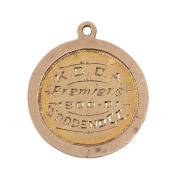 KYNETON DISTRICT CRICKET ASSOCIATION,&nbsp;prize medal in gold (9ct; 3.36g), by C.Leaney, ring top suspension, obverse inscribed, 'K.D.C.A. / Premiers / 1900-01 / Woodend C.C.', reverse inscribed, 'J.A.Mowbray'.&nbsp;Very fine.