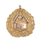 MOORE PARK CRICKET ASSOCIATION,&nbsp;prize fob in gold (9ct; 6.59g), by W.Kerr, obverse inscribed, 'A.T.', reverse inscribed, 'Moore Park C.A / 1914-15 / 'C' Gde. / won by / Newtown Mission C.C / A.Tanner, (Capt.)'.&nbsp;Very fine.