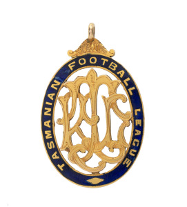 TASMANIAN FOOTBALL LEAGUE, gold fob (15ct; 4.66g) circa 1905, for a Life Member (unnamed).