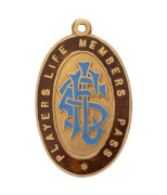 SOUTH AUSTRALIAN FOOTBALL LEAGUE life membership fob in gold (9ct; 6.15g); the obverse inscribed "PLAYERS LIFE MEMBERSHIP PASS" with "SAFL" at centre; the reverse engraved for "M.T. JARVIS / 1935".