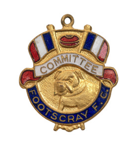 FOOTSCRAY FOOTBALL CLUB, early-1950s COMMITTEE MEMBER'S FOB in brass & enamel, by Stokes. Extremely scarce.