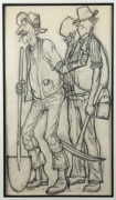 GERRARD GEORGE LANTS (1927-1998), (the miners), pencil sketch on paper, signed lower left "Lants", ​​​​​​​37 x 21cm, 73 x 54cm overall - 2