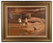 DALE MARSH (1940 - ), The Dog Who Was Afraid Of Water, oil on board, signed lower right "Dale Marsh, 1977", 45 x 60cm, 65 x 80cm overall - 2