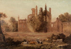 JOHN GLOVER (1767-1849), Kirkstall Abbey, Leeds, watercolour, 41 x 59cm, 69 x 89cm overall. Exhibited at Gould Galleries, Melbourne.